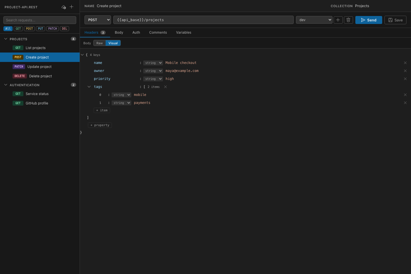 Edit a JSON request body