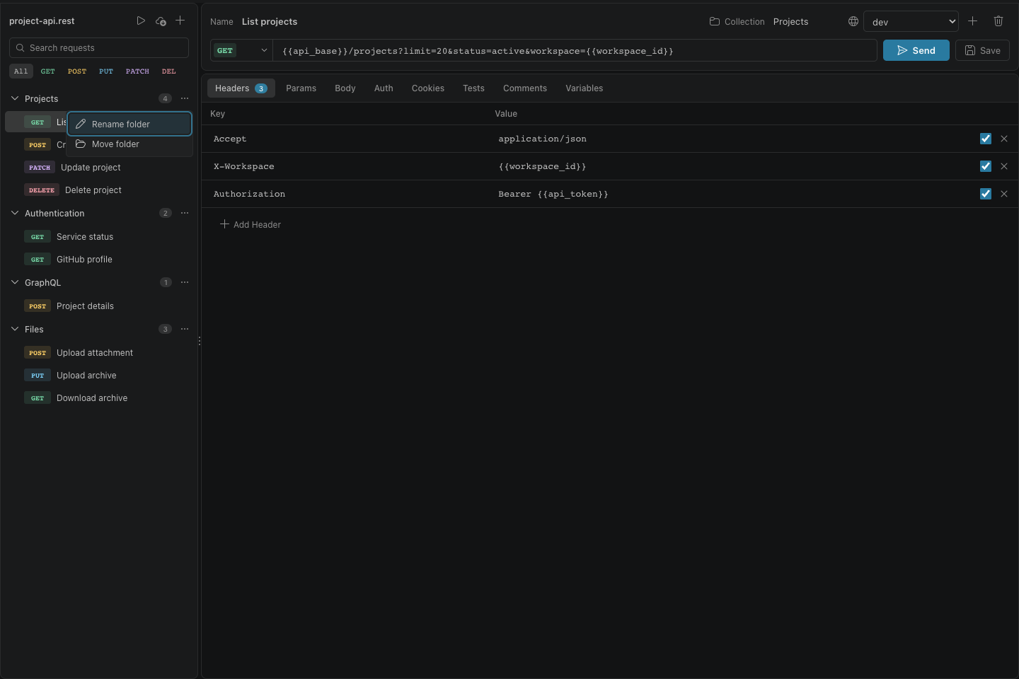 Folder actions